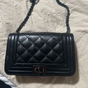 Italian genuine leather hand bag (medium) Black